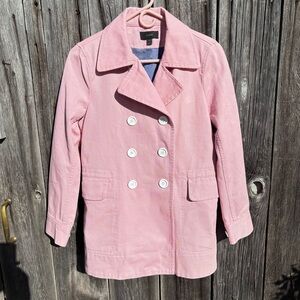 J. Crew Pink Double-Breasted Women's Denim Coat 100% Cotton Size 6